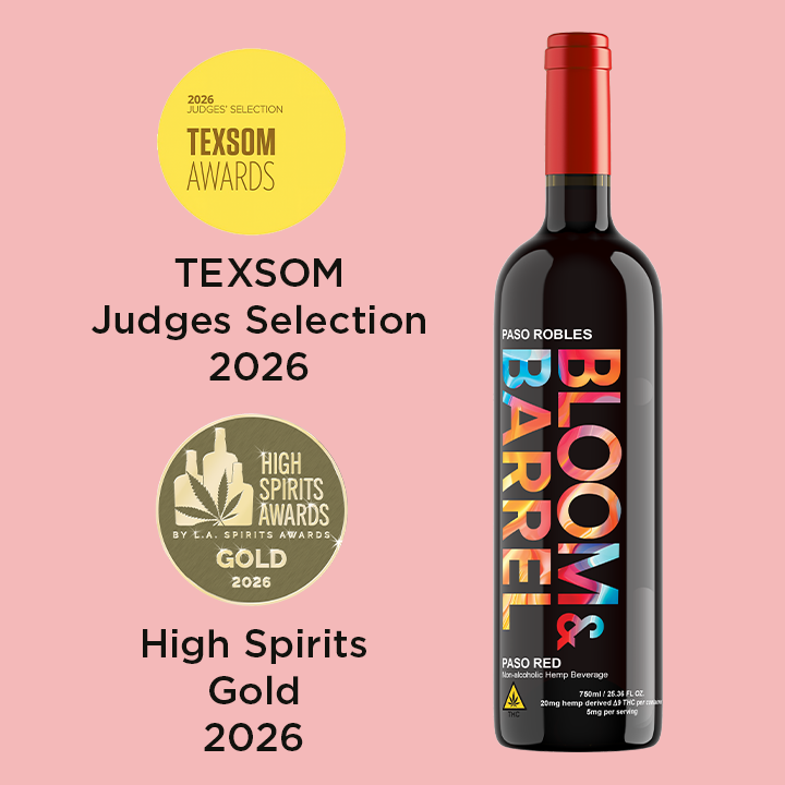 Bloom & Barrel Paso Red 750ml THC infused non-alcoholic red wine bottle